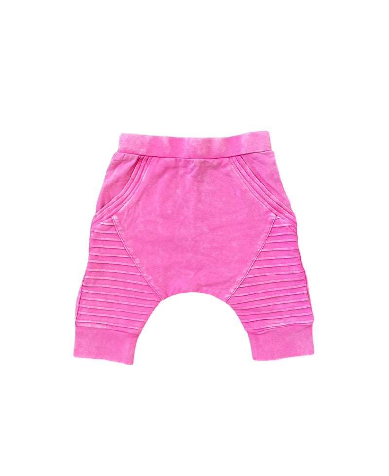 Biker Shorts- Pink Acid Wash