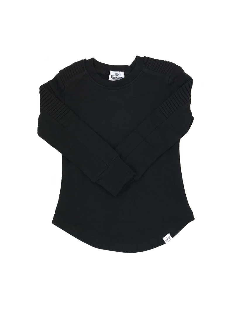 Long Sleeve Biker Shirt- Black