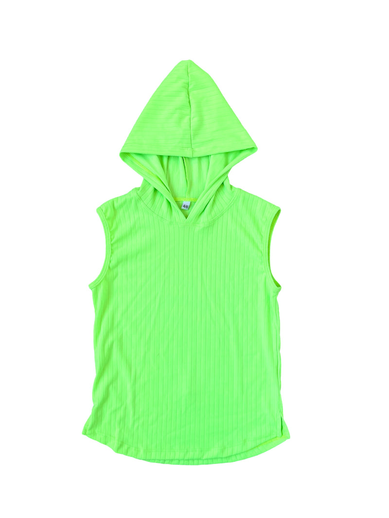 Hooded Tank- Rib Neon Green